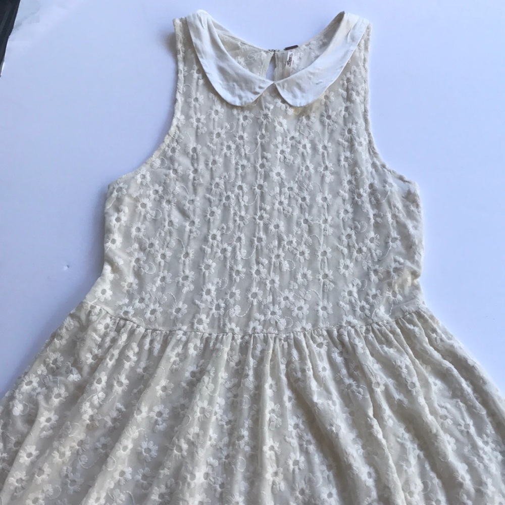 FP Sweet Daisy Collared Dress Free People Sheer Lace Sundress White Mini Small - Picture 4 of 14